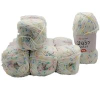 Ilkadim Export YarnArt Baby Color Strickwolle 5 x 50 gramm Paket - Weiches Premium Garn zum Häkeln und Stricken - Ideal für Babybekleidung und Accessoires (weiß bunt 214)