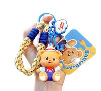 Illkjasfc Athletischer Cartoon-Bär-Taschen-Schlüsselanhänger, leichtes PVC-Design, Geburtstagsdekoration für Freizeitbegeisterte, Jugendliche, sportlicher Schlüsselanhänger, Geschenk, gelb