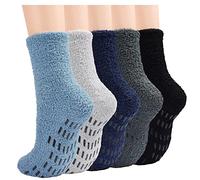 ILovDaisy 5 Paar Kuschelsocken Wintersocken Herren Damen, Warme Stoppersocken Thermosocken Flauschige Socken für Männer Dicke Bettsocken Weihnachtssocken Rutschfeste Haussocken mit Noppen 39-45