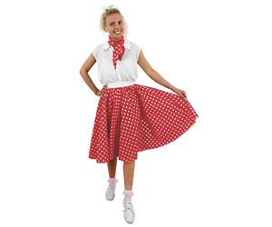 Ilovefancydress Rock 'n' Roll Kostüm, 66 cm langer bunter Rock und Halstuch, gepunktet, 1950er Jahre-Stil