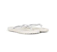 Ilse Jacobsen - Damen - Zehentrenner Cheerful04M - Weiß Silberfarben, Größe 40 EU, Luxuriöser und cooler Look, Metallischer Riemen, Massageeffekt, Hoher