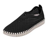 Ilse Jacobsen HORNBÆK | Flache Damen-Schuhe | Slip-On Sneaker mit Recyceltem Mikrofaser-Material und Rutschfester Natur-Gummisohle | Tulip3275 | Leicht Atmungsaktiv Umweltfreundlich | Schwarz | 38