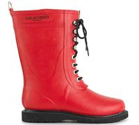 Ilse Jacobsen HORNBÆK | Halbhohe Damen Gummistiefel aus Natur Bio Gummi | Wasserdicht | PVC Frei | 3/4 Lange Stiefel mit Schnürsenkel aus Baumwolle | RUB15 | Rot 39 EU