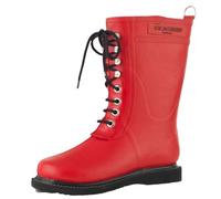 Ilse Jacobsen HORNBÆK | Halbhohe Damen Gummistiefel aus Natur Bio Gummi | Wasserdicht | PVC Frei | 3/4 Lange Stiefel mit Schnürsenkel aus Baumwolle | RUB15 | Rot 39 EU