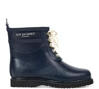 Ilse Jacobsen HORNBÆK | Kurze Damen Gummistiefel aus Natur Bio Gummi | Wasserdicht | PVC Frei | Halbhohe Stiefel mit Schnürsenkel aus Baumwolle | RUB2 | Blau 37 EU
