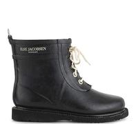 Ilse Jacobsen HORNBÆK | Kurze Damen Gummistiefel aus Natur Bio Gummi | Wasserdicht | PVC Frei | Halbhohe Stiefel mit Schnürsenkel aus Baumwolle | RUB2 | Schwarz 39 EU