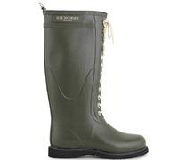 Ilse Jacobsen HORNBÆK | Lange Damen Gummistiefel aus Natur Bio Gummi | Wasserdicht | PVC Frei | Hohe Stiefel mit Schnürsenkel aus Baumwolle | Dänisches Design | RUB1 | Army | 38 EU