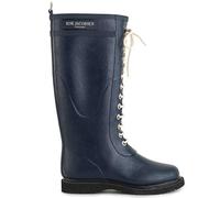 Ilse Jacobsen HORNBÆK | Lange Damen Gummistiefel aus Natur Bio Gummi | Wasserdicht | PVC Frei | Hohe Stiefel mit Schnürsenkel aus Baumwolle | Dänisches Design | RUB1 | Dark Indigo | 42 EU