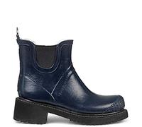 Ilse Jacobsen Stiefelette | Gummistiefel Kurzschaft Schuhe | Boots mit Absatz und Elastik Band schwarz innen und außen | RUB47 Blau 39 EU
