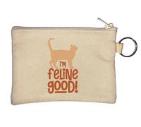 I'm Feline Good Funny Cat Graphic Schlüsselanhänger Münzbörse Beige