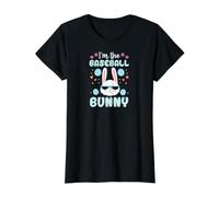 I'm The Baseball Bunny, passender Familien-Osterhase mit Blumenmuster Preisgünstiges Grafik-T-Shirt, Damen, Schwarz, S