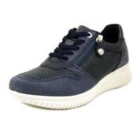 Imac Damen-Sneaker aus blauem Leder mit Reißverschluss, breite Sohle, 106131, blau, 37 EU