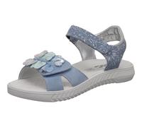 Imac Kinder Sandale Auroa für Mädchen in Blau aus Nubukleder mit Blüten und Klettverschluss. Blau Gr. 31