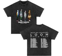 Imagine Dragons Loom World Tour Vintage-Look T-Shirt | Unisex Oversized Band Grafik Tee, Lässiges Fan-Geschenk Für Damen & Herren-2||l