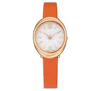 Imber oval Uhr, Schweizer Produktion, Lederarmband, Orange, Roségoldfarbenes Finish OS