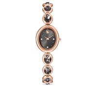 Imber oval Uhr, Schweizer Produktion, Metallarmband, Schwarz, Roségoldfarbenes Finish OS