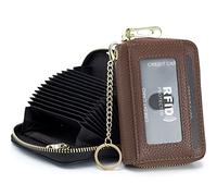 imeetu Card Holder for Women RFID Card Holder Wallet Slim Leather Cardholder Damen with 12 Card Slots, 2 Wide Cash Slots, Keyring & ID Window (Small,Braun)