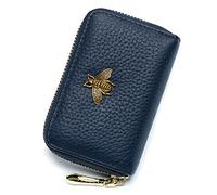 imeetu RFID-Kartenetui, kleines Lederetui mit Reißverschluss für Damen (Lite, Blau)