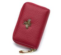 imeetu RFID-Kartenetui, kleines Lederetui mit Reißverschluss für Damen (Lite, Rot)