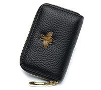 imeetu RFID-Kartenetui, kleines Lederetui mit Reißverschluss für Damen (Lite, Schwarz)