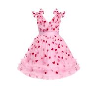 IMEKIS Schmetterlingskleid für Kleinkinder, Kinder, Mädchen, glitzernde Pailletten, Tüll, Hochzeit, formelle Geburtstage, 2-10 Jahre, Rosa und rotes Herz, 2-3 Jahre