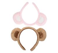 IMIKEYA 2 Stück Teiliges Plüsch Bärenohren Haarband Verstellbar Weiches Haarschmuck für Damen Party Karneval Niedliches Stirnband Cartoon Animal Hairband Geschenk