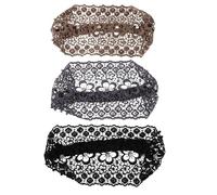 IMIKEYA 3 Stück Breites Spitzen Stirnband mit Perlenbesatz für Damen Dehnbares Florales Turban Haarband zum Kaschieren Grauer Haare Atmungsaktives Rutschfestes Make Up Haarband für Beauty