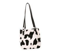 IMIKEYA Damen Plüsch Bucket Tasche Schultertasche Große Aufbewahrungstasche Einfarbig Weiß ein Schulter Trage für Reisen und Party für Mütter und Freundinnen