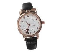 IMIKEYA Damenuhr Armbanduhr Mit Katzenmotiv Verschleißfest Kleines Zifferblatt Verstellbares Band Schwarz Für Alltag Party Geschenk