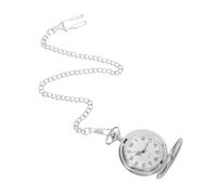 IMIKEYA Klassische Taschenuhr Handaufzug für Herren mit Kette Silberfarbig Mechanisches Uhrwerk Klappdeckel für Formelle Anlässe und Freizeit