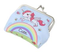 IMIKEYA Kleine Einhorn Geldbörse aus PVC mit Regenbogen Motiv Tragbare Münz und Schlüsselbörse für Mädchen Leichte Reise Handtasche