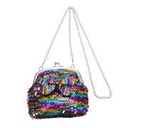 IMIKEYA Pailletten Schultertasche mit Schleife Mädchen Umhängetasche Abnehmbare Kette Glitzernde Münztasche für Shopping Abendparty