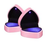 IMIKEYA Ringbox zum Schutz von Verlobungsringen aus Kunststoff 2 Stück Herzförmige mit Licht Elegante Schmuckbox Rosa bei Hochzeiten und Anträgen