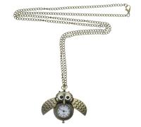 IMIKEYA Taschenuhr Eule mit Kette Vintage Bronze Quarz Taschenuhr für Damen Herren Flip Top Anhänger Modisch Praktisch