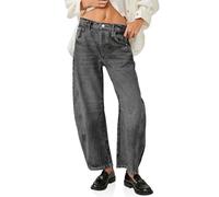 Imily Bela Damen Barrel Jeans Baggy Ballon Hose Boyfriend Stil Wide Leg Mid Rise（Plus Größen bis 4XL