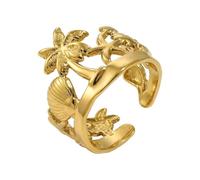 IMINI Ocean Life Statement Wickelring Edelstahl Verstellbar Offenes Band Sommer Strand Schmuck Muschel Seestern Seepferdchen Schildkröte Koralle Delfin Kokosnussbaum Motiv Comfort Fit Geschenk