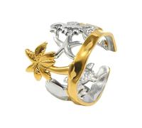 IMINI Ocean Life Statement Wickelring Edelstahl Verstellbar Offenes Band Sommer Strand Schmuck Muschel Seestern Seepferdchen Schildkröte Koralle Delfin Kokosnussbaum Motiv Comfort Fit Geschenk
