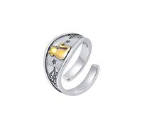 IMINI Offener Retro-Ring mit kleiner Katze, Vintage-Stern, Statement-Wickelring, verstellbare Ringe, ausziehbarer Knöchel, Mittelfinger, bequeme Passform, Schmuck, Geschenk, beste Freunde, Geburtstag,