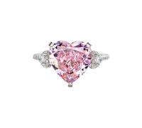 IMINI Pinker Diamant-Herzring für Damen und Mädchen, funkelnde Ewigkeit, Liebe, Zirkonia, Kristall, Fingerband, luxuriös, Statement-Ringe, verstellbar, erweiterbar, Verlobungsringe, eleganter Schmuck