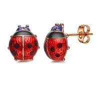IMINI Winzige Marienkäfer Ohrringe, Sterling Silber 925, Ohrstecker, Insekten, Hypoallergen, Zurückschrauben, Rot, Poliert, Ohrringe, 2 Count, Frauen und Mädchen