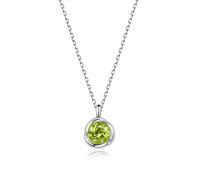 immobird Halskette Damen 925 Sterling Silber August Geburtsstein Natürliche Peridot-Rosenform Schmuck Geschenke Frauen Mutter Freundin