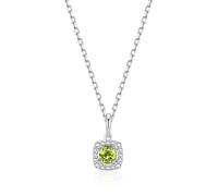 immobird Peridot Halskette Damen August Geburtsstein Anhänger Halskette Silber natürlichen Peridot Halskette Kette mit Quadratische Damen Schmuck Geschenk für Frauen