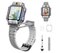 imoo X10 Kinder-Smartwatch Telefon, Flip & Detach Dual-Kam, 4G Global Bänder, 20m Wasserdicht, AI GPS-Tracking, Video- & Sprachanrufe, Mehrsprachig, Sicherheitsfunktionen, hellgrau