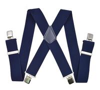 IMOSEI Hosenträger Suspender Hosenträger Für Männer Breit Strapazierfähig Große Größe Arbeit Starke Clips Hosen Verstellbare Hosenträger Y-Rücken Elastische Hose Marineblau X-Rücken Marineblau 140 cm