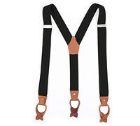 IMOSEI Hosenträger Suspender Modischer Schultergurt Für Erwachsene Mit 6-Clip-Knopf Für Herren Brauner Freizeit-Hosenträger Verlängerte Version Schwarz