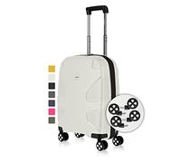 IMPACKT IP1 Hartschalenkoffer mit 4 Rädern aus recyceltem Material mit 6 Jahren Garantie; nachhaltiges Reiseetui mit austauschbaren Rollen, Polarweiß, 55 cm (Größe S), Casual