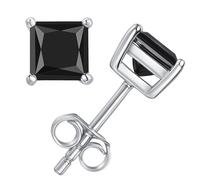 Impalsory Moissanit-Ohrstecker im Prinzessschliff, 925er-Sterlingsilber, 18 Karat vergoldet, hypoallergen, quadratisch, Schmuckgeschenk für Damen und Herren, 1.6 Carat-(0.8ct*2)-5mm, Sterling Silber