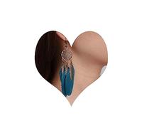 Inateannal Boho Blaue Feder Baumeln Ohrringe Lange Feder Quaste Ohrringe Vintage Tribal Ohrring Gold Feders Tropfen Ohrring Schmuck Für Frauen Und Mädchen