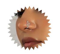 Inateannal Punk Schlange Nasenring Silber U Form Clip Auf Nase Manschette Gefälschte Septum Stud Biegsam Schmuck Für Frauen Und Mädchen