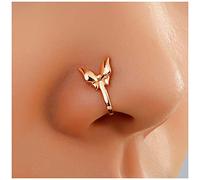 Inateannal Schmetterling Nasenring Gold Fake Septum Nasenring Metall Schmetterling Clip Auf Nasenring Bolzen Schmetterling U Form Nase Manschette Biegsam Nasenring Bolzenschmuck Mädchen Geschenk
